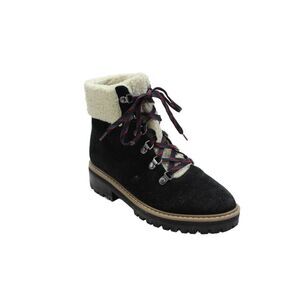 The Fix Womens Suede Shearling Lined Lace Up Ankle Boots Black Size 6.5